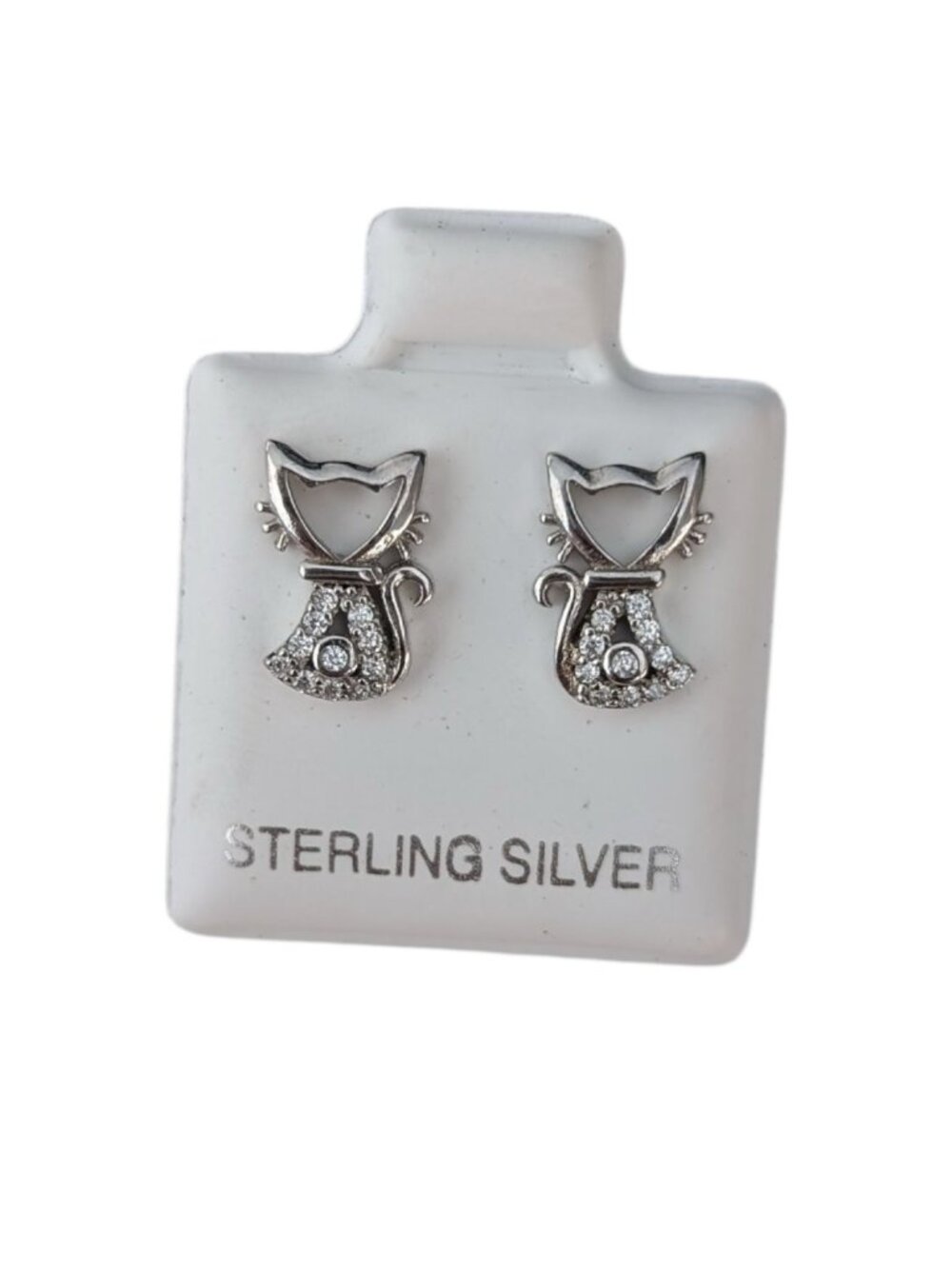 925 SILVER CAT SHAPE STUD EARRINGS